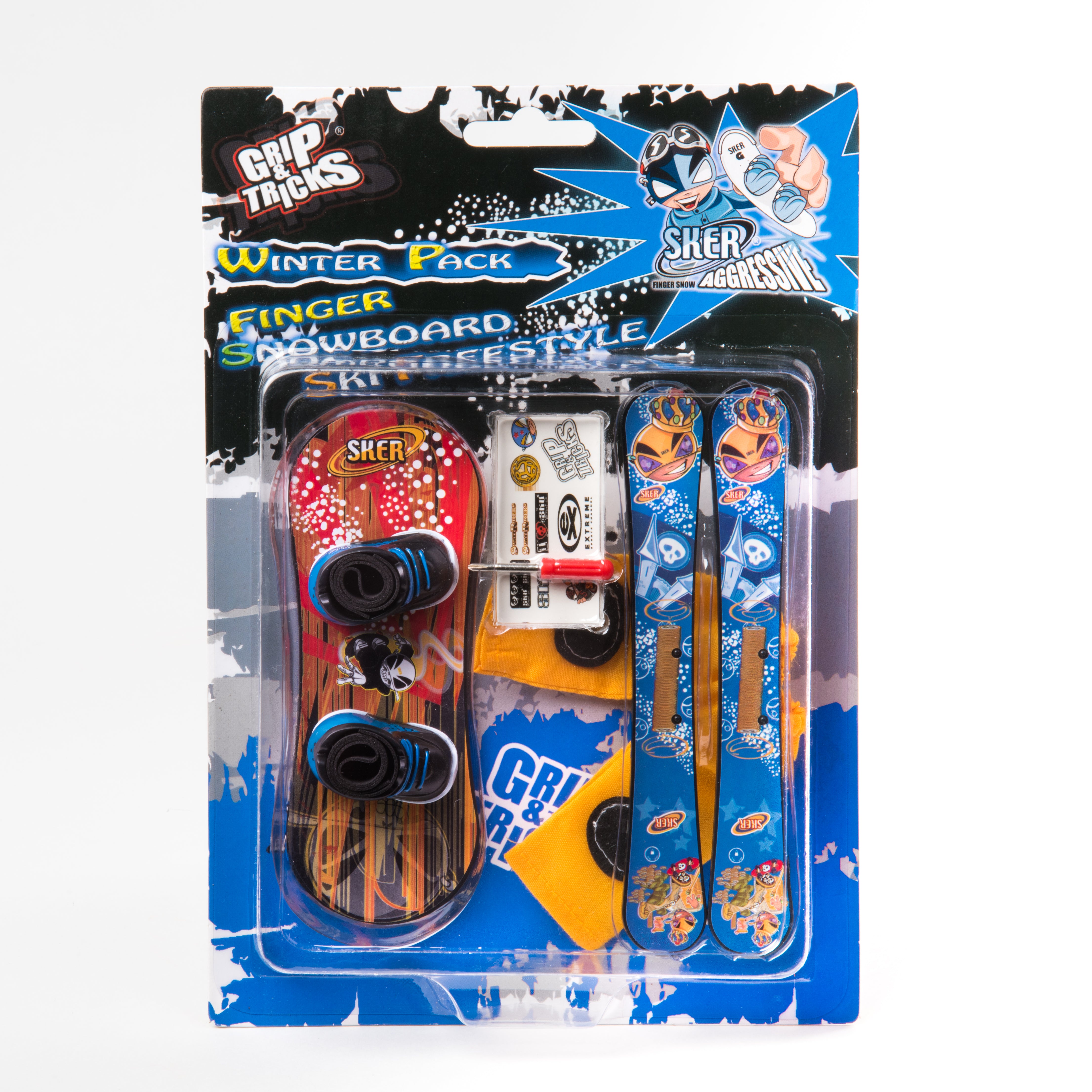 Grip&Tricks - Finger Winter Pack 3 - Finger Snowboard Ski Freestyle - Mini Snowboard and Ski Frestyle