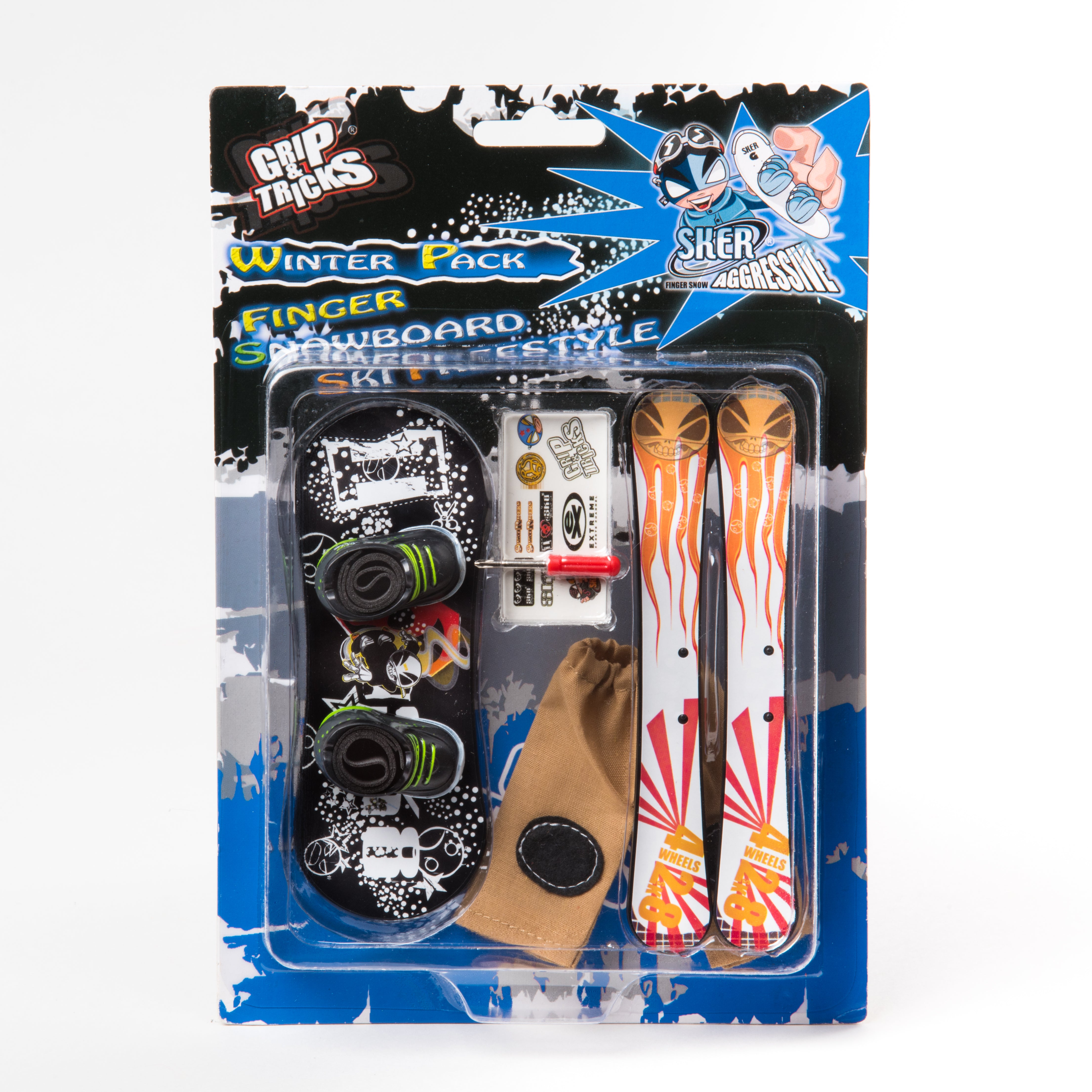 Grip&Tricks - Finger Winter Pack 4 - Finger Snowboard Ski Freestyle - Mini Snowboard and Ski Frestyle