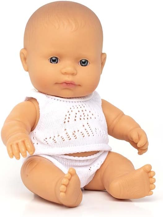 KsmToys Miniland 8.25″ 20cm Soft Body Caucasian Baby Boy Doll with Organic Cotton Clothes BPA-Free Vinyl Anatomically Correct Fully Articulated and Posable