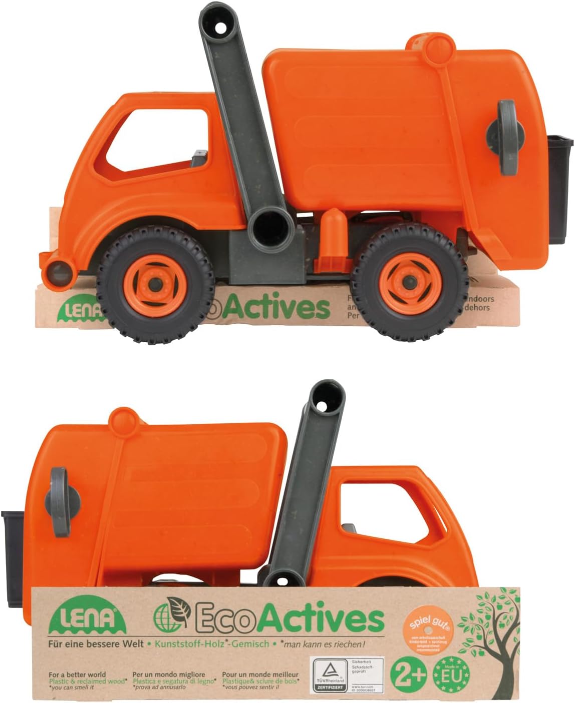 KsmToys Lena Eco Active Garbage Truck Toy for Kids, Easy Grab Handle and Flip Open Cab, Super Sturdy Construction for Real Action (Digging in The Dirt Or Sandbox) …