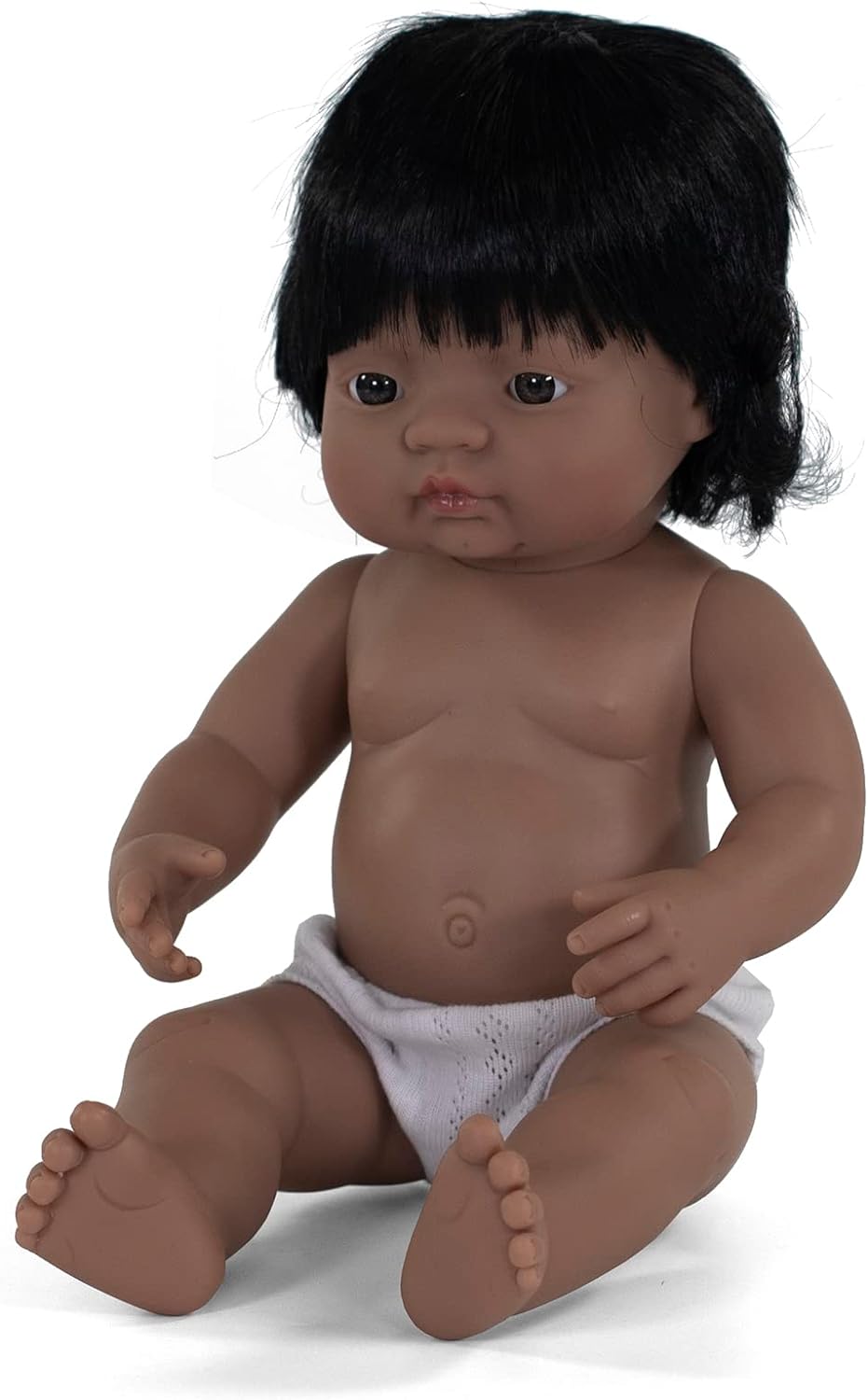 KsmToys Miniland Soft Body Black Hair Baby Doll Girl Native Anatomically Correct Fully Articulated Posable in Size of 15"
