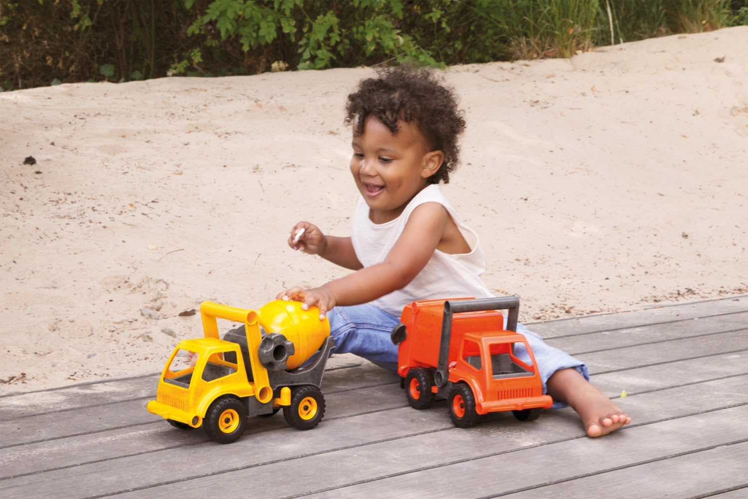 KsmToys Lena Eco Active Garbage Truck Toy for Kids, Easy Grab Handle and Flip Open Cab, Super Sturdy Construction for Real Action (Digging in The Dirt Or Sandbox) …