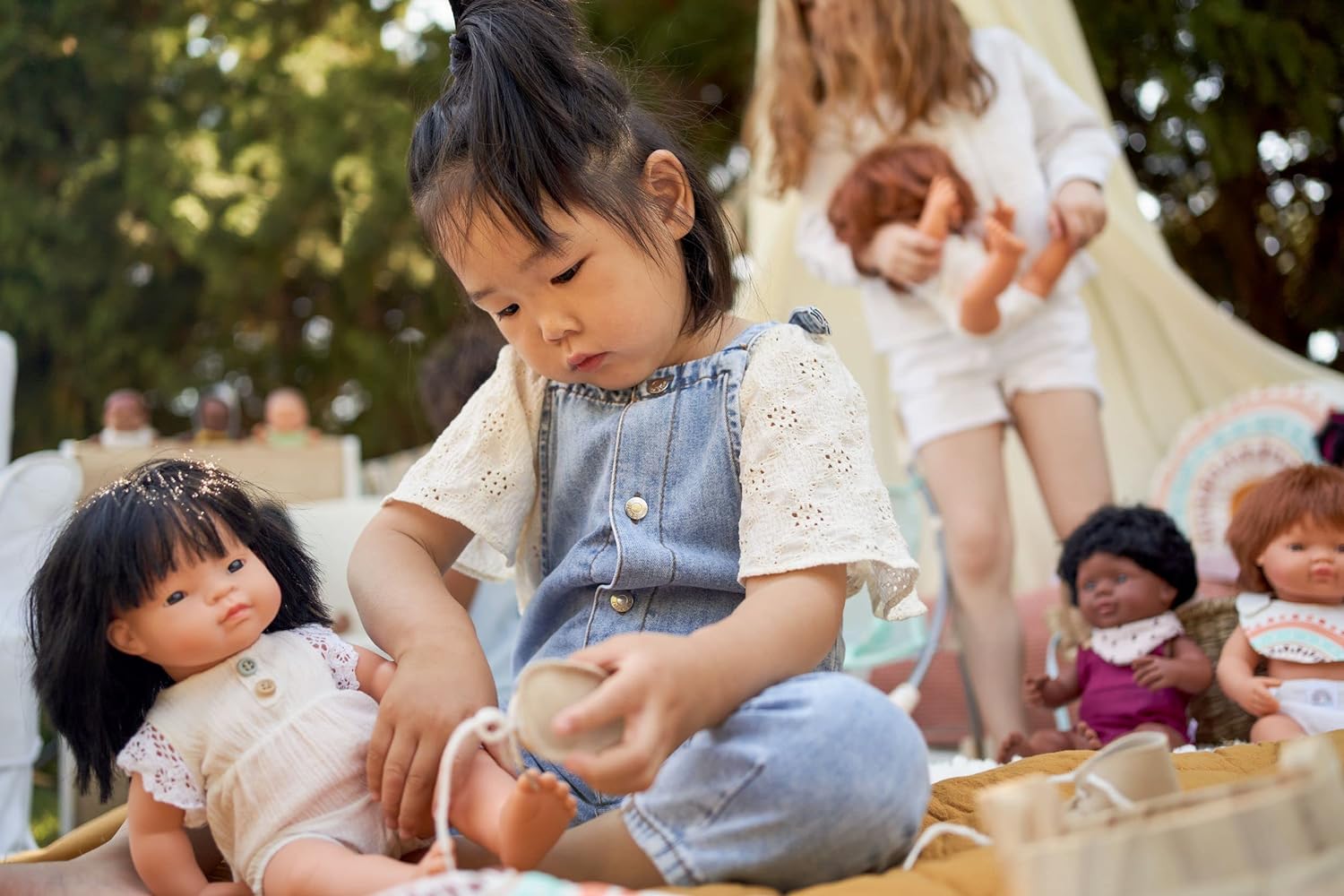 KsmToys Miniland Soft Body Black Hair Baby Doll Girl Native Anatomically Correct Fully Articulated Posable in Size of 15"