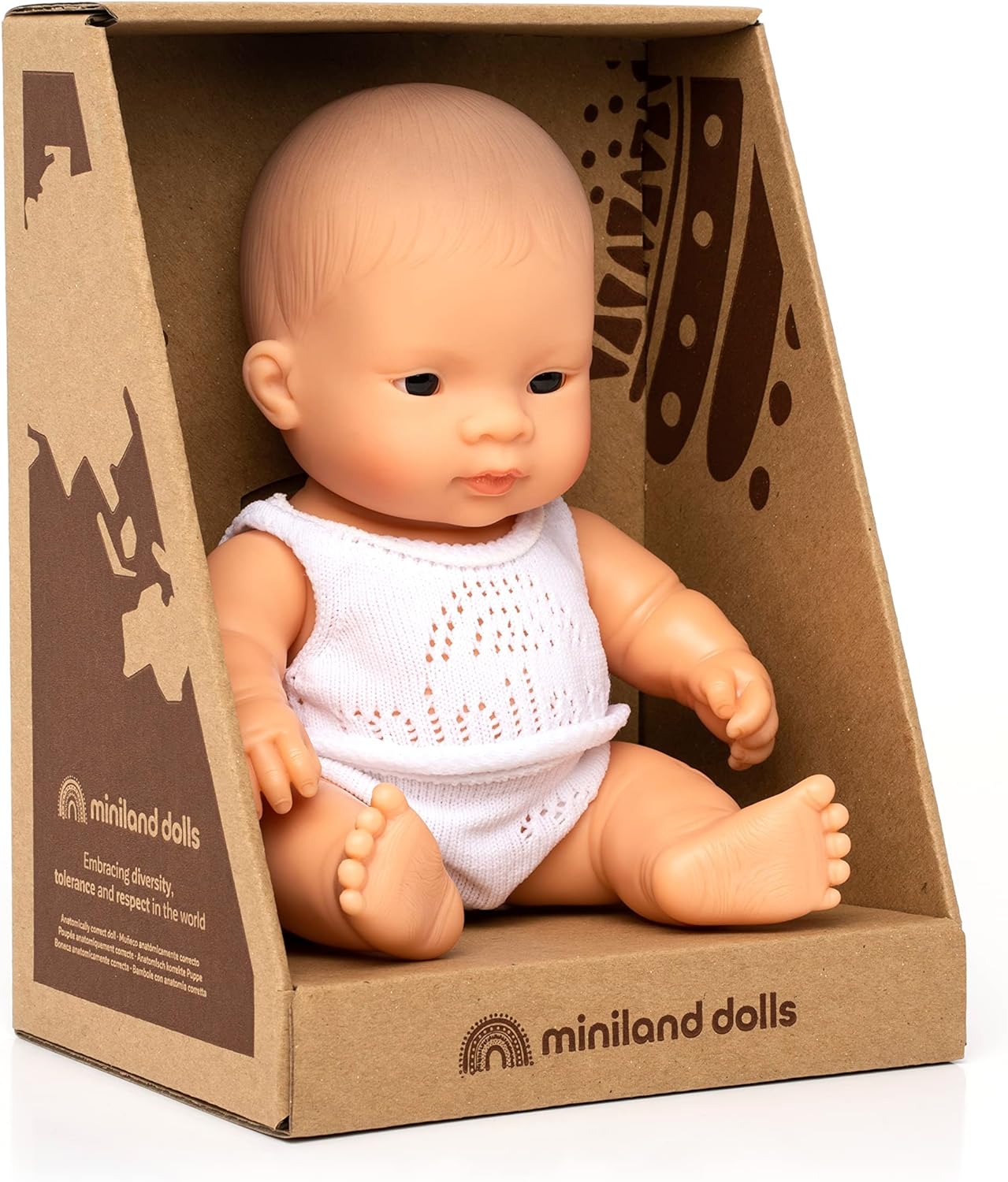 KsmToys Miniland 8.25″ 20cm Soft Body Asian Baby Boy Doll with Organic Cotton Clothes BPA-Free Vinyl Anatomically Correct Fully Articulated and Posabe