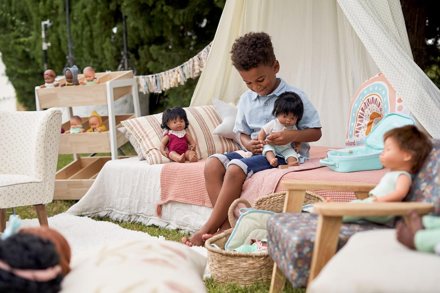 KsmToys Miniland Soft Body Black Hair Baby Doll Girl Native Anatomically Correct Fully Articulated Posable in Size of 15"