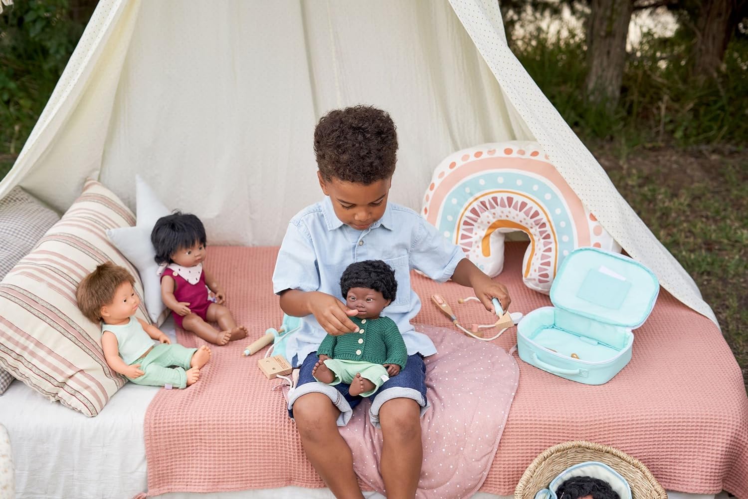 KsmToys Miniland Soft Body Black Hair Baby Doll Boy Native Anatomically Correct Fully Articulated Posable in Size of 15"