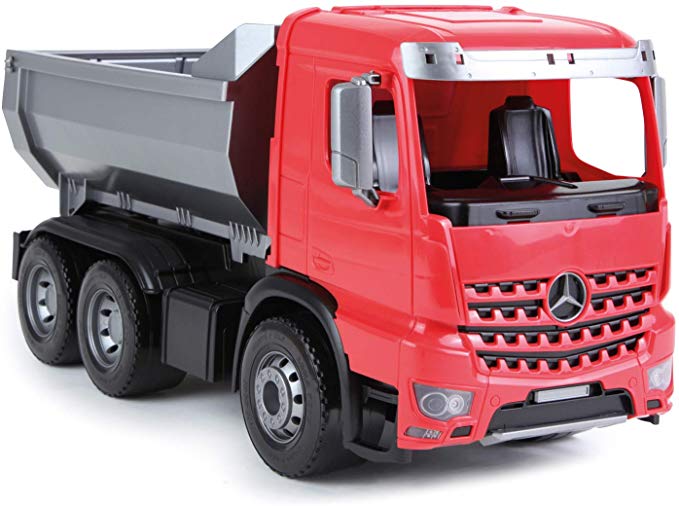 ACTROS Dump Truck, Red, Silver, and Black, 1:15 Scale Model By Lena From KsmToys