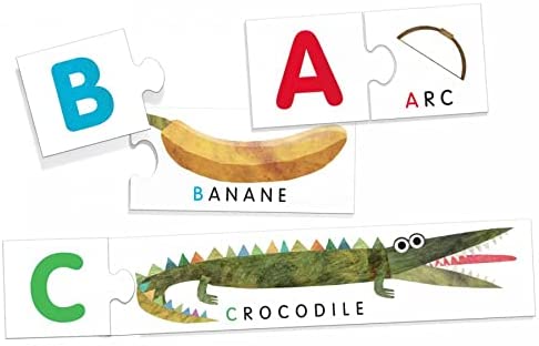Alphabet Tactile French Language Game Eduational Puzzle for Learning to Read at The Age of Three Inspired by Montessori Schools by Headu