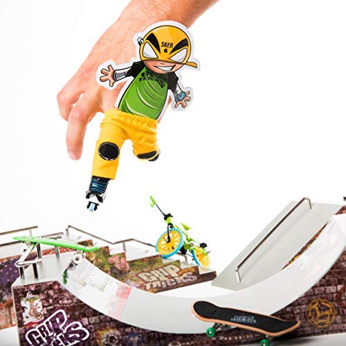 Mini Pro Half Pipe Set with Skateboard and Extra Wheels by Grip & Tricks