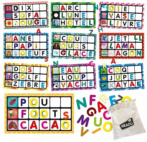 Lettres Et Motts Montessori Un Lotto tactille Poru Apprendrie A Lire Et Ecrire A Learning Game of Spelling, Reading and Writing by Headu