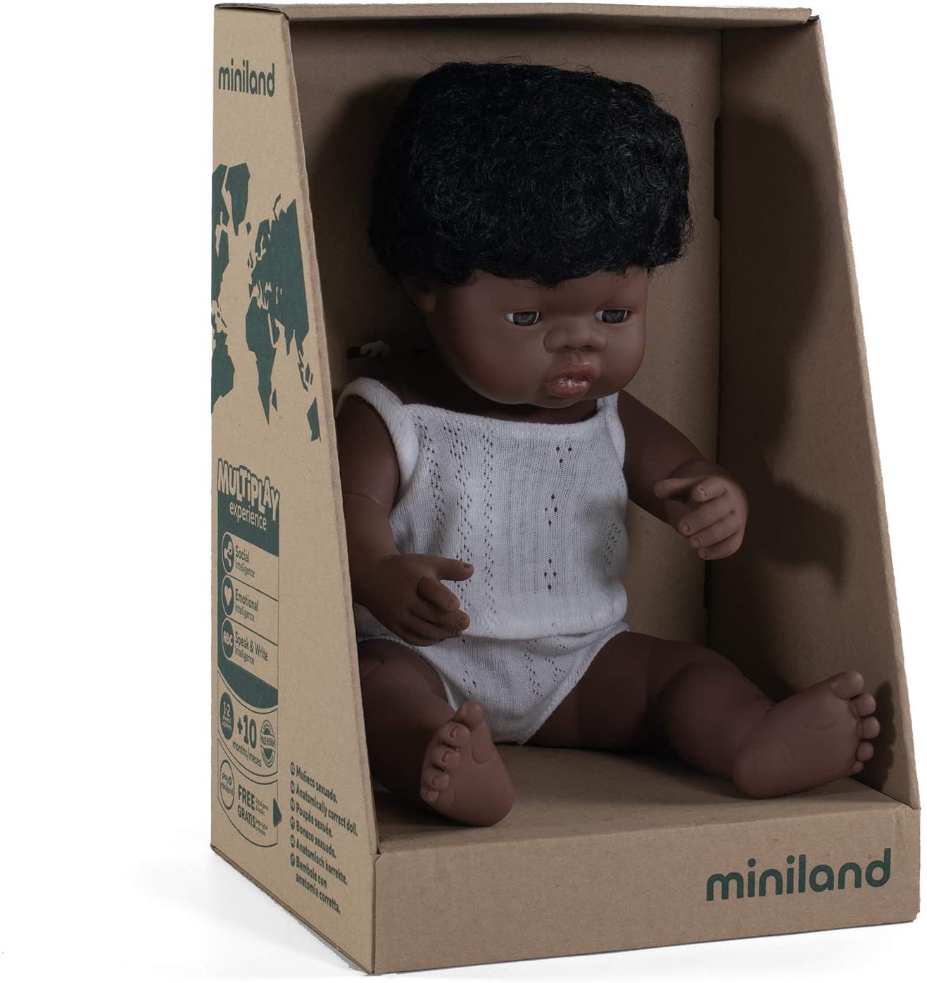 Soft Body Black Hair Baby Doll Boy African Anatomically Correct Fully Articulated Posable in Size of 15"