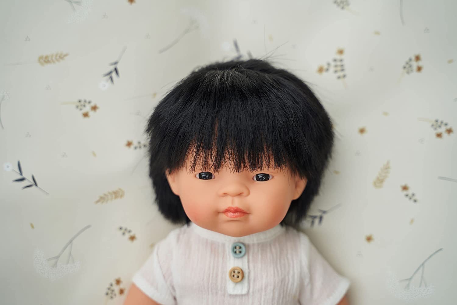 Soft Body Black Hair Baby Doll Boy Asian Anatomically Correct Fully Articulated Posable in Size of 15"