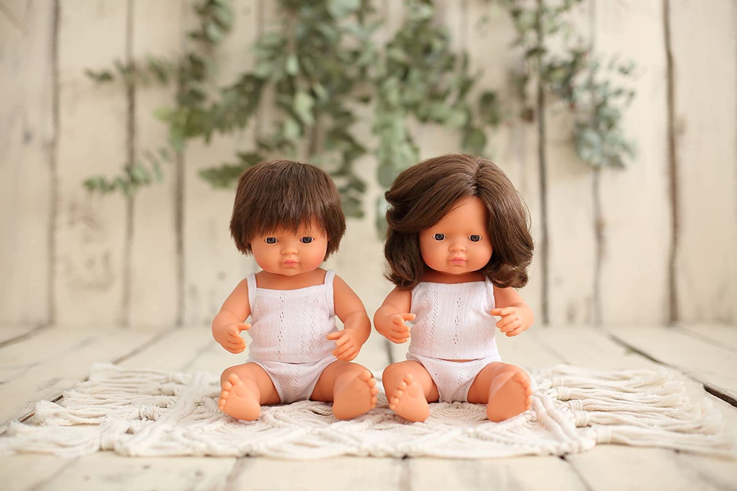 Soft Body Brunette Hair Baby Doll Boy Caucasian Anatomically Correct Fully Articulated Posable in Size of 15"