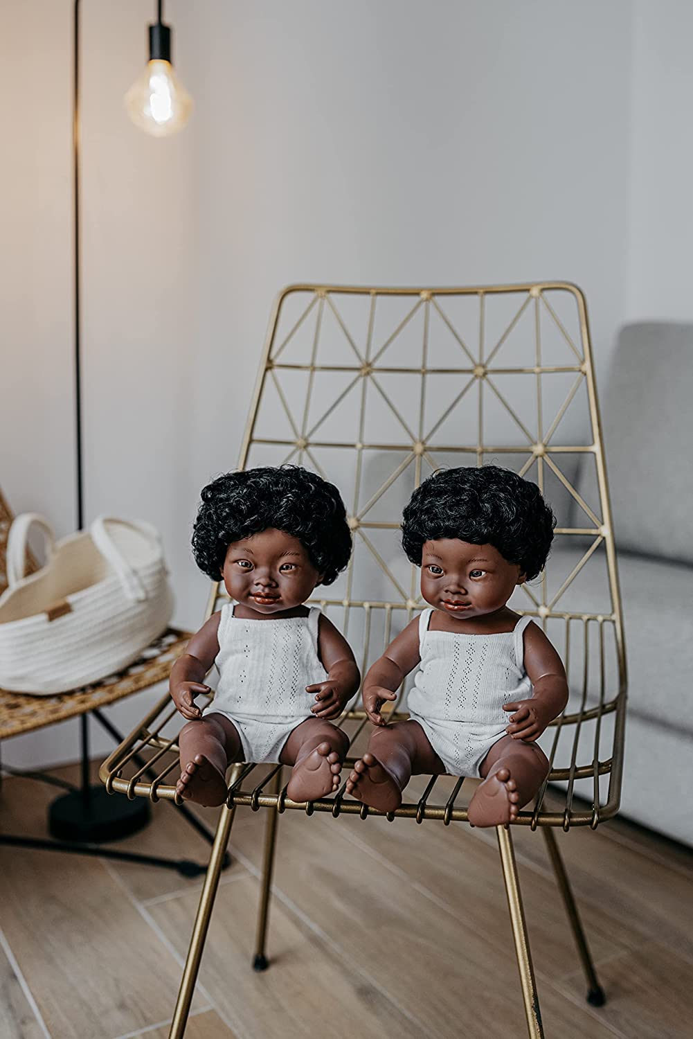 Soft Body Black Hair Down Syndrome Baby Doll Boy African Anatomically Correct Fully Articulated Posable in Size of 15"