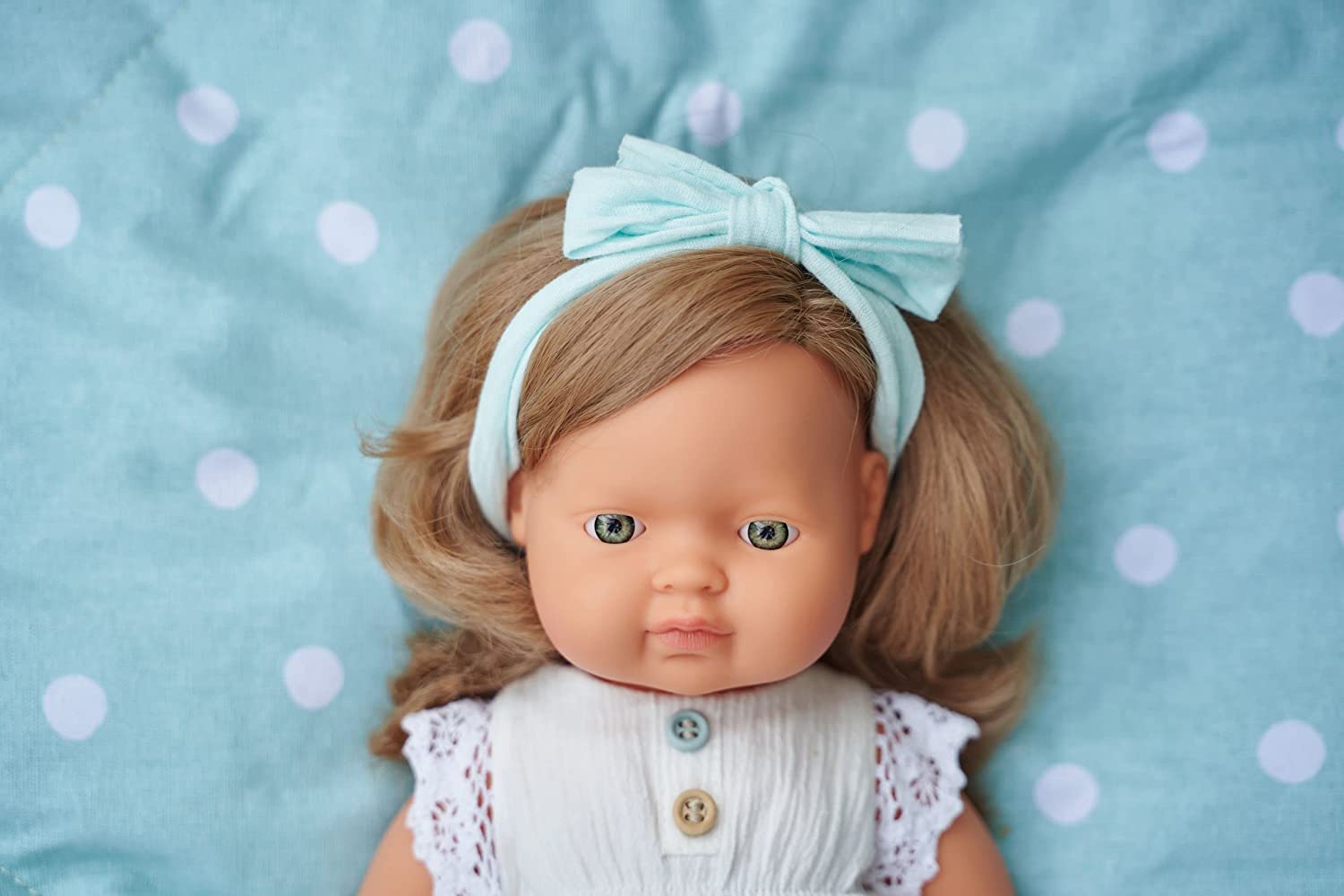 Soft Body Blond Hair Baby Doll Girl Caucasian Anatomically Correct Fully Articulated Posable in Size of 15"