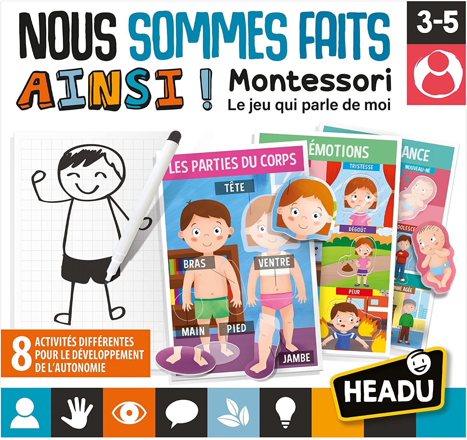 Nous Sommes Ainsi Faits Montessori Or How are We Made My First Game About The Human Body Parts Expression and Emotions Educational Puzzle Montessori School Draw Your Self by Headu