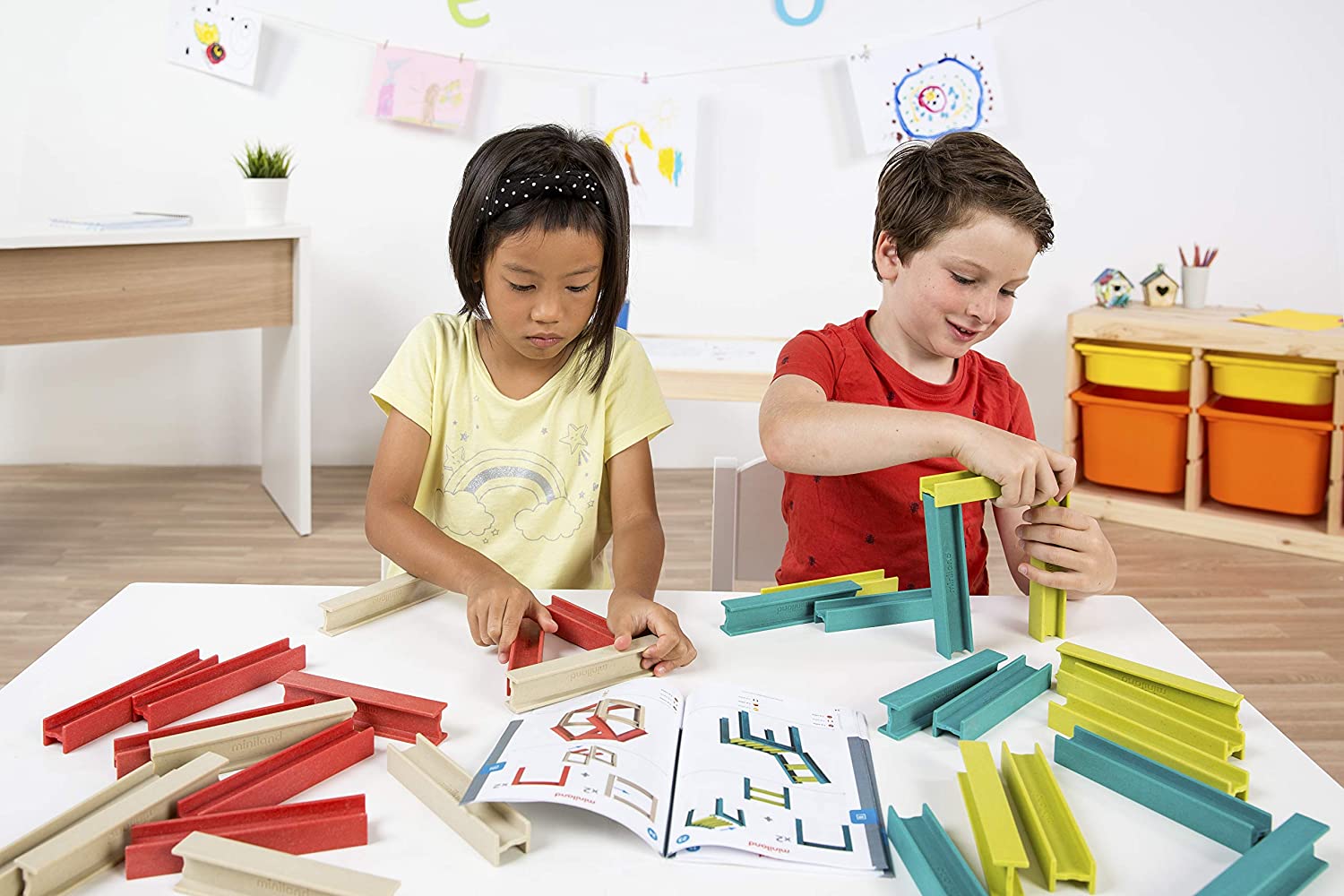 Miniland Educational - ECO Beams Building Set - STEM - Construcion Set - Ecofriendly - Wood Plastic Composition