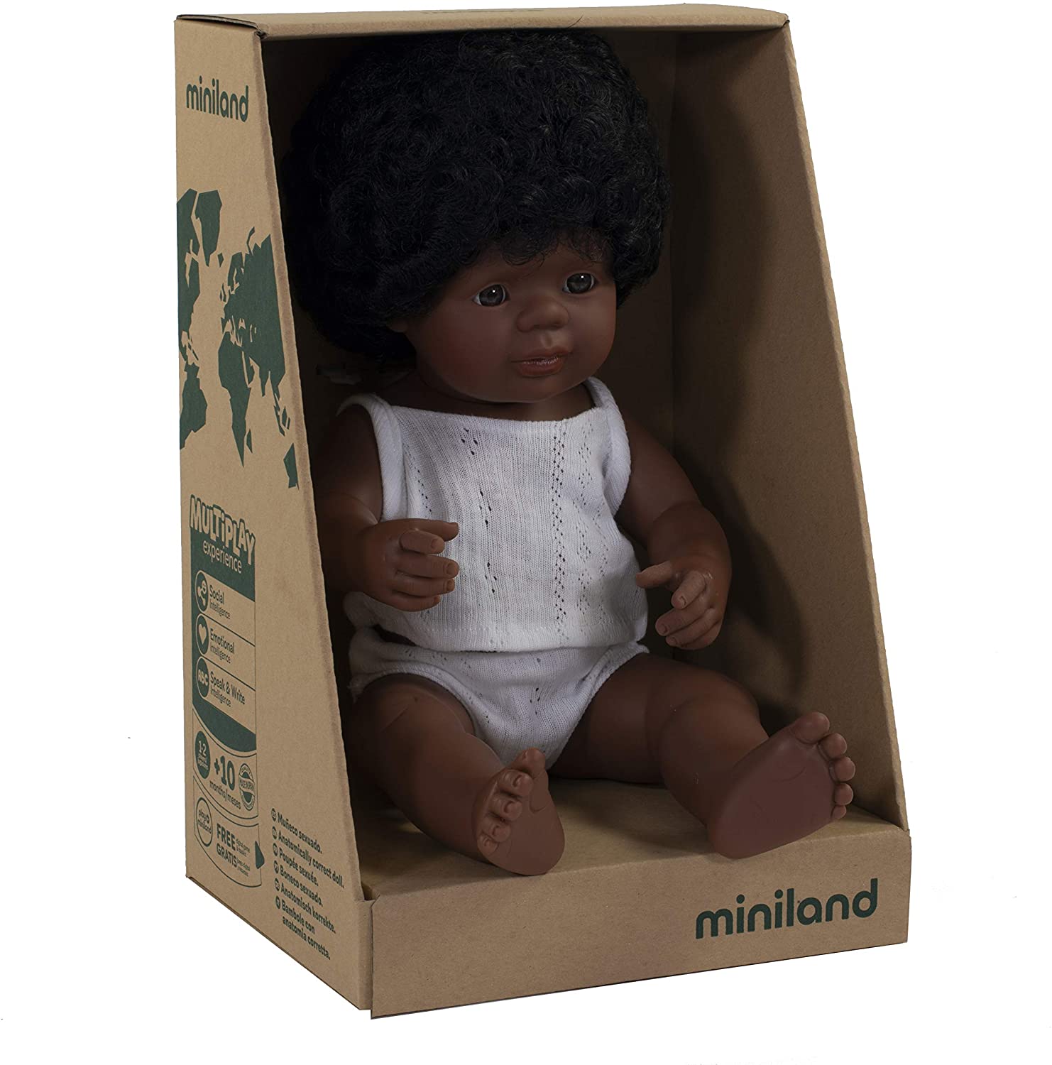 Soft Body Black Hair Baby Doll Girl African American Anatomically Correct Fully Articulated Posable in Size of 15"