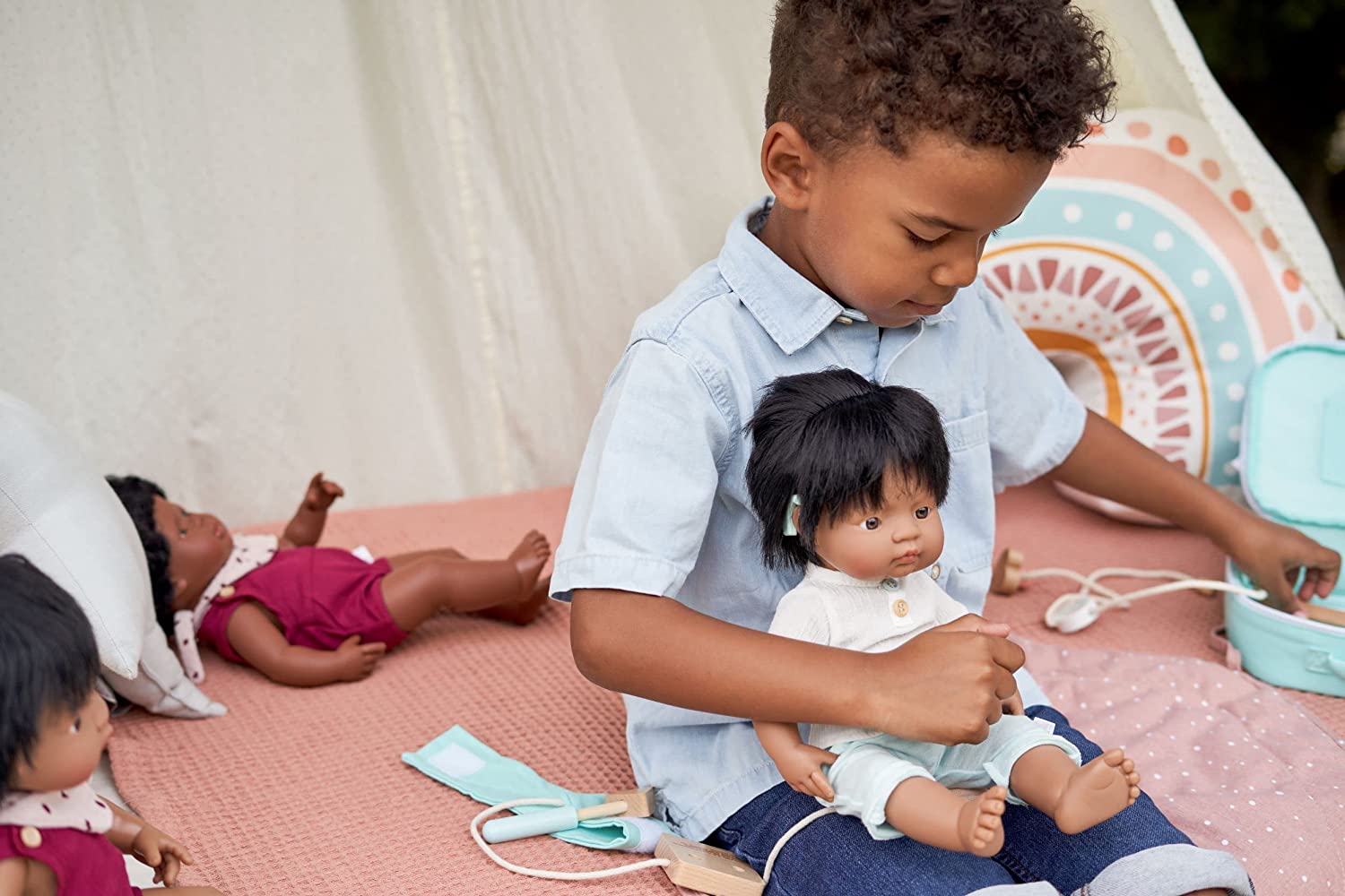 Soft Body Black Hair Baby Doll Girl Hispanic Anatomically Correct Fully Articulated Posable in Size of 15"