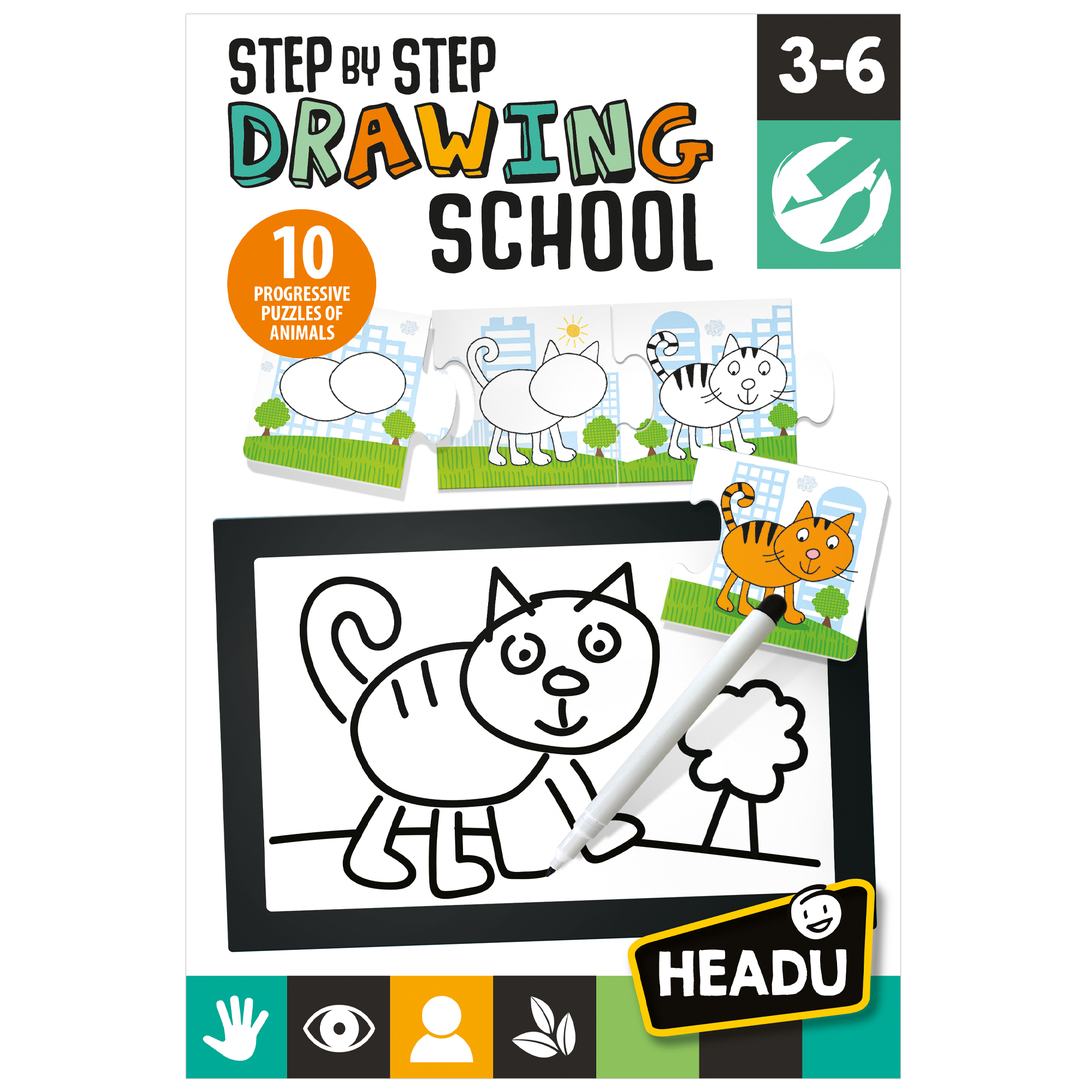 Easy to Follow Learn & Draw Simple Animals Step by Step Drawing Kit for Children for KsmToys by Headu